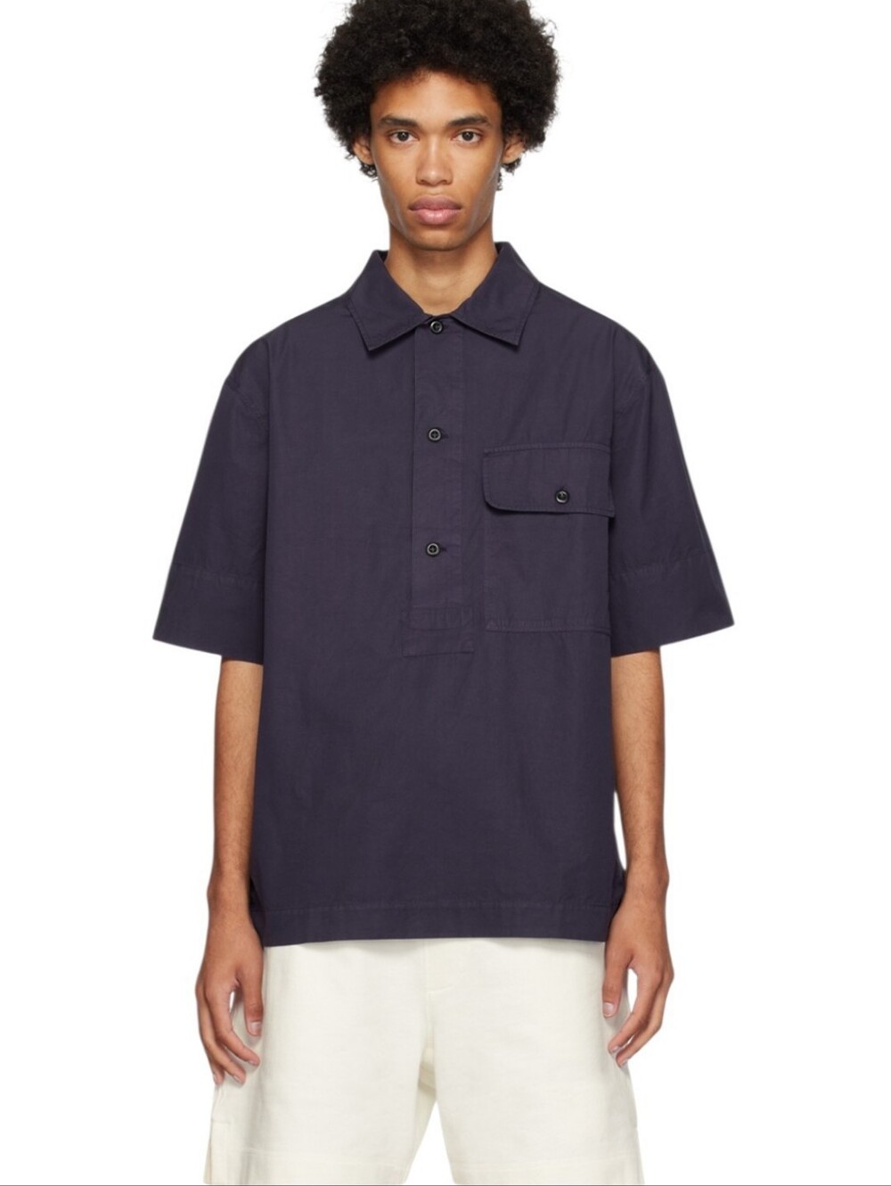 MHL BY MARGARET HOWELL Navy Utility Shirt Bluberry Navy Men's Small